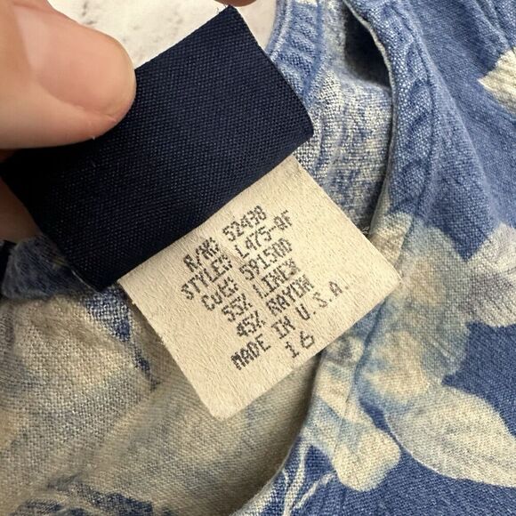 Vintage Studio Womens 90s Maxi Dress Size 16 Blue White Floral Linen Blend - Picture 6 of 10